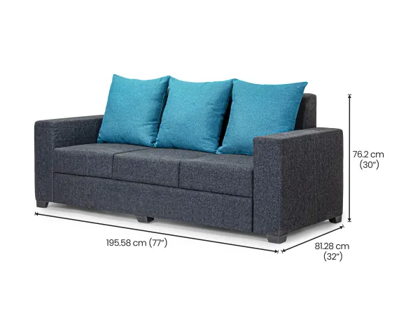 Hugo Upholstered 3 Seater Sofa in Livid Color